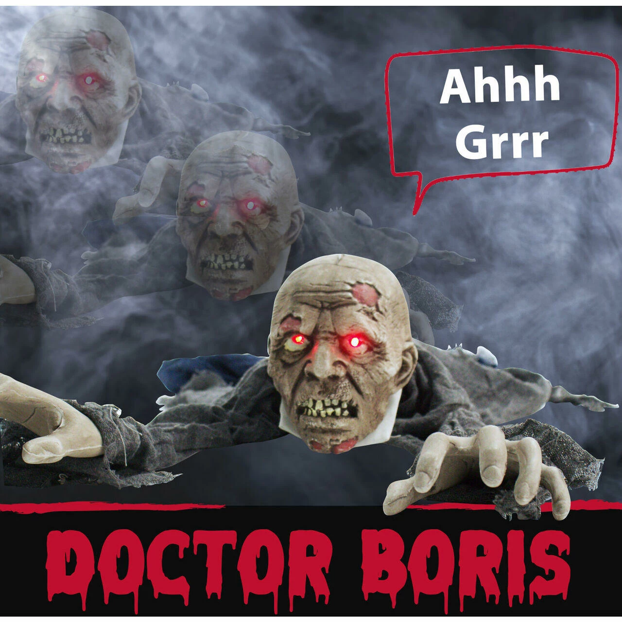 Fraser Hill Farm 62 In. Animatronic Zombie, Flashing Red Eyes, Poseable, Battery-Operated - Image 3