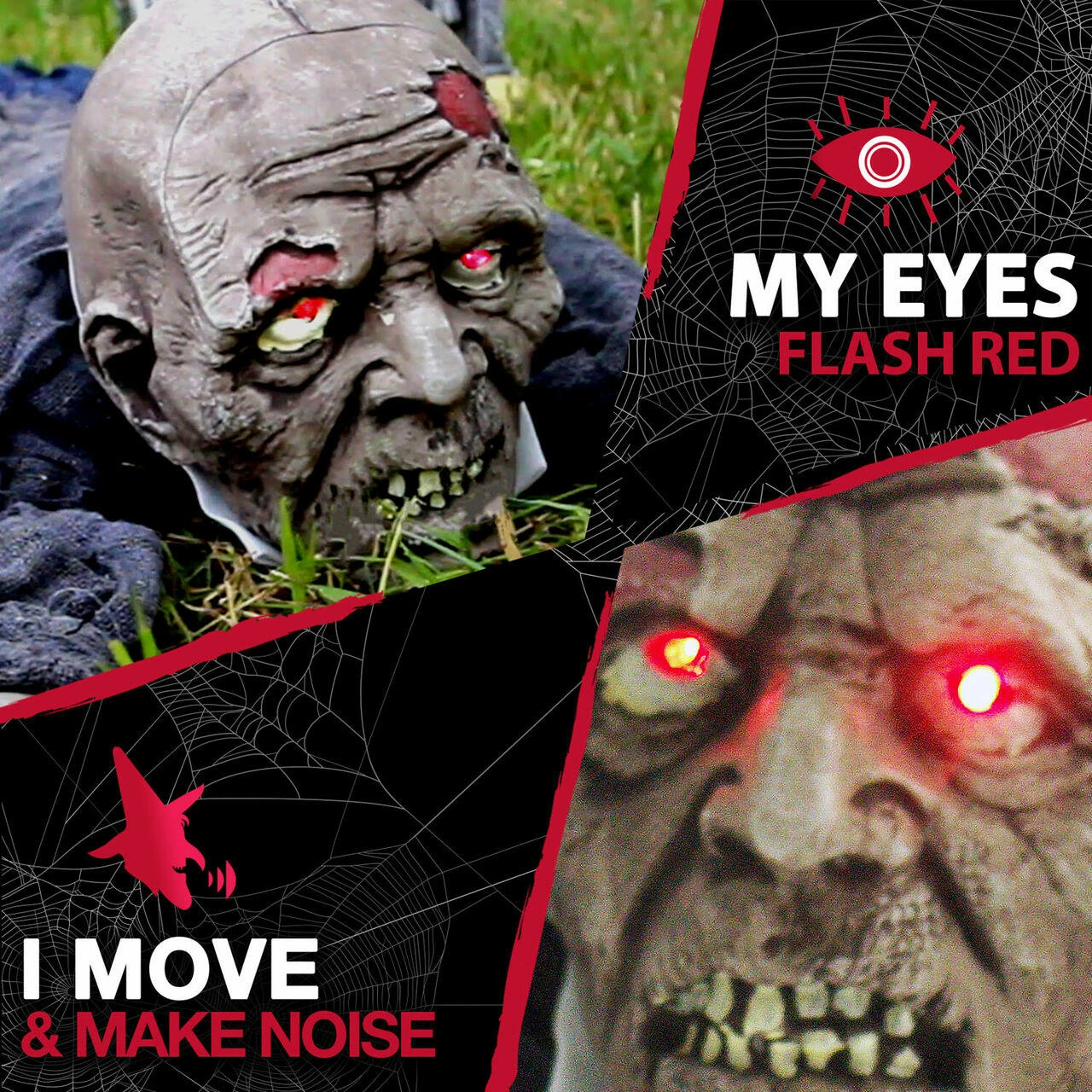 Fraser Hill Farm 62 In. Animatronic Zombie, Flashing Red Eyes, Poseable, Battery-Operated - Image 4