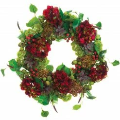 Fraser Hill Farm 26" Round Christmas Wreath Trimmed W/ Hydrangea, Echeveria And Sedum