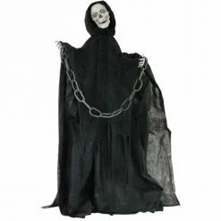 Fraser Hill Farm Haunted Hill Farm 63-In. Talking Skeleton Reaper With Moving Mouth For Indoor Or Outdoor Halloween Decoration, Battery-Operated, Thanatos, HHSKEL-2FLS