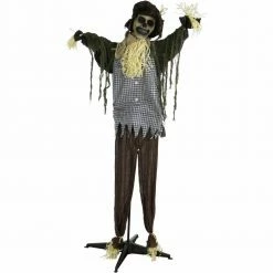 Fraser Hill Farm Life-Size Poseable Animatronic Laughing Scarecrow (Poe)