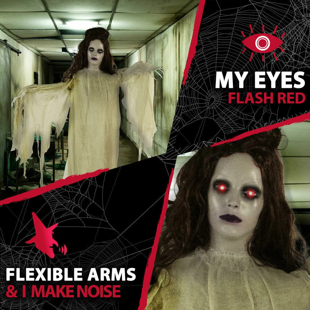 Fraser Hill Farm Life-Size Poseable Animatronic Bride With Light-up Eyes (Jezebel) - Image 3