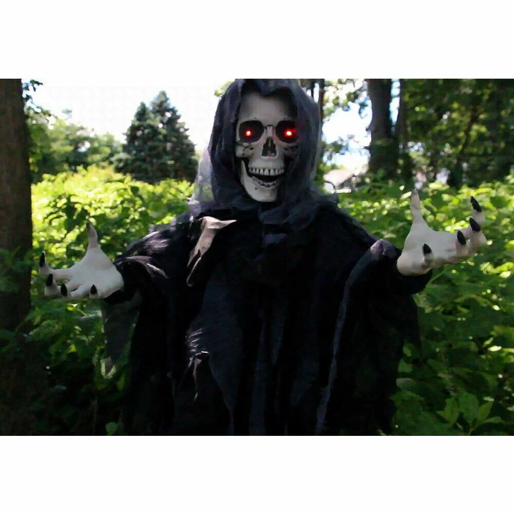 Fraser Hill Farm Animatronic Poseable Reaper Skeleton W/ Flashing Red Eyes, 46 In (Odin) - Image 6