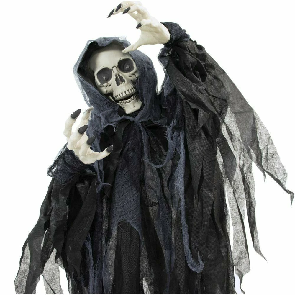 Fraser Hill Farm Animatronic Poseable Reaper Skeleton W/ Flashing Red Eyes, 46 In (Odin) - Image 9