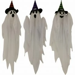 Fraser Hill Farm Haunted Hill Farm Set Of 3 Hanging Ghosts, Indoor/Outdoor Halloween Decoration