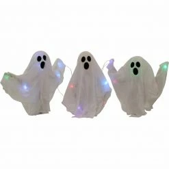Fraser Hill Farm Haunted Hill Farm 5-ft. Wide Ghosts Set Of 3 With Stakes, Multi LED, Poseable, Battery