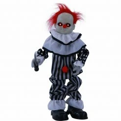Fraser Hill Farm Haunted Hill Farm 2.6-ft. Animatronic Clown, Red LED Eyes, Poseable, Battery, Master Chuck
