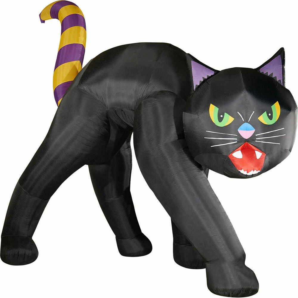 Fraser Hill Farm 20-Ft. Halloween Inflatable Black Cat With Lights