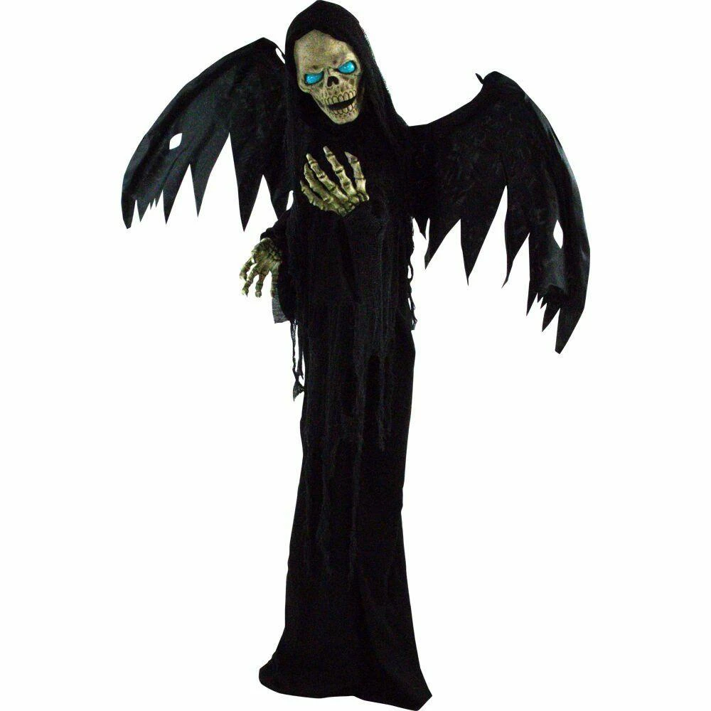 Fraser Hill Farm Life-Size Poseable Animatronic Angel Of Death Reaper W/ Flashing Blue Eyes