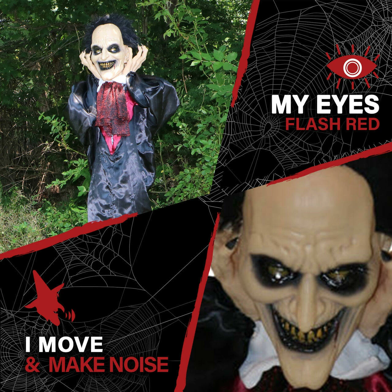 Fraser Hill Farm Haunted Hill Farm 5.6-ft. Vampire Animatronic, LED Red Eyes, Battery-Operated - Image 3
