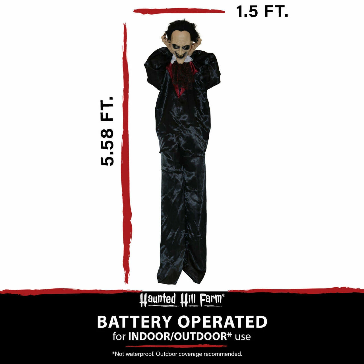 Fraser Hill Farm Haunted Hill Farm 5.6-ft. Vampire Animatronic, LED Red Eyes, Battery-Operated - Image 4