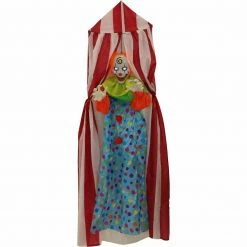 Fraser Hill Farm Haunted Hill Farm 6 Ft. Hanging Clown, LED Blue Eyes, Poseable, Battery, Romero