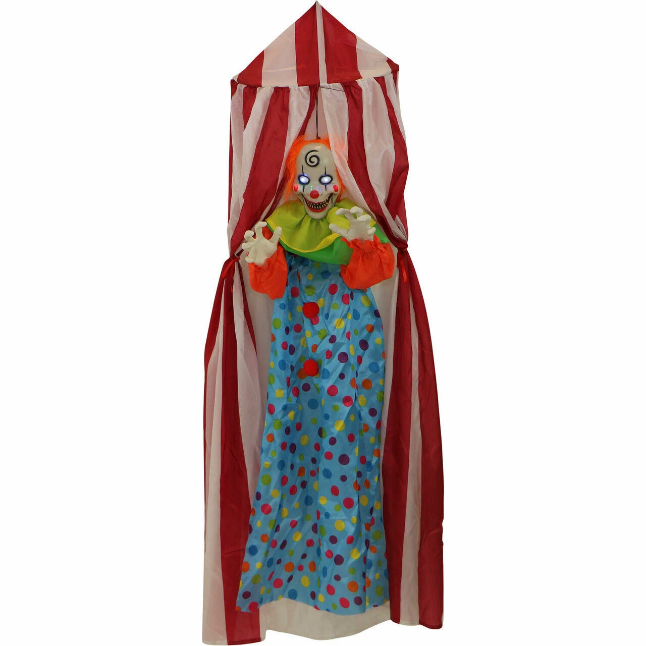 Fraser Hill Farm Haunted Hill Farm 6 Ft. Hanging Clown, LED Blue Eyes, Poseable, Battery, Romero
