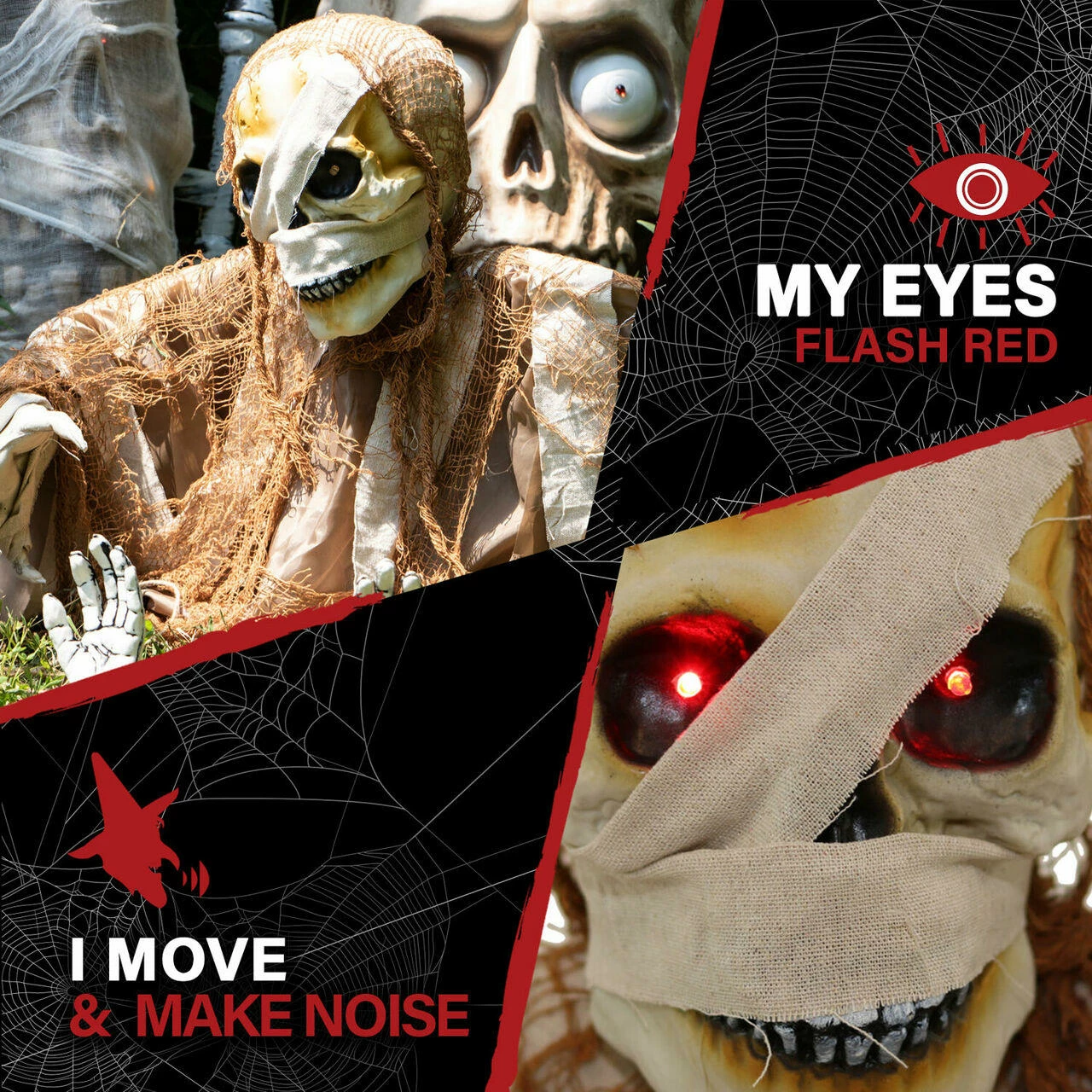 Fraser Hill Farm Haunted Hill Farm 1.6-ft. Mummy Groundbreaker, Red LED Eyes, Poseable, Battery, Catacomb - Image 3