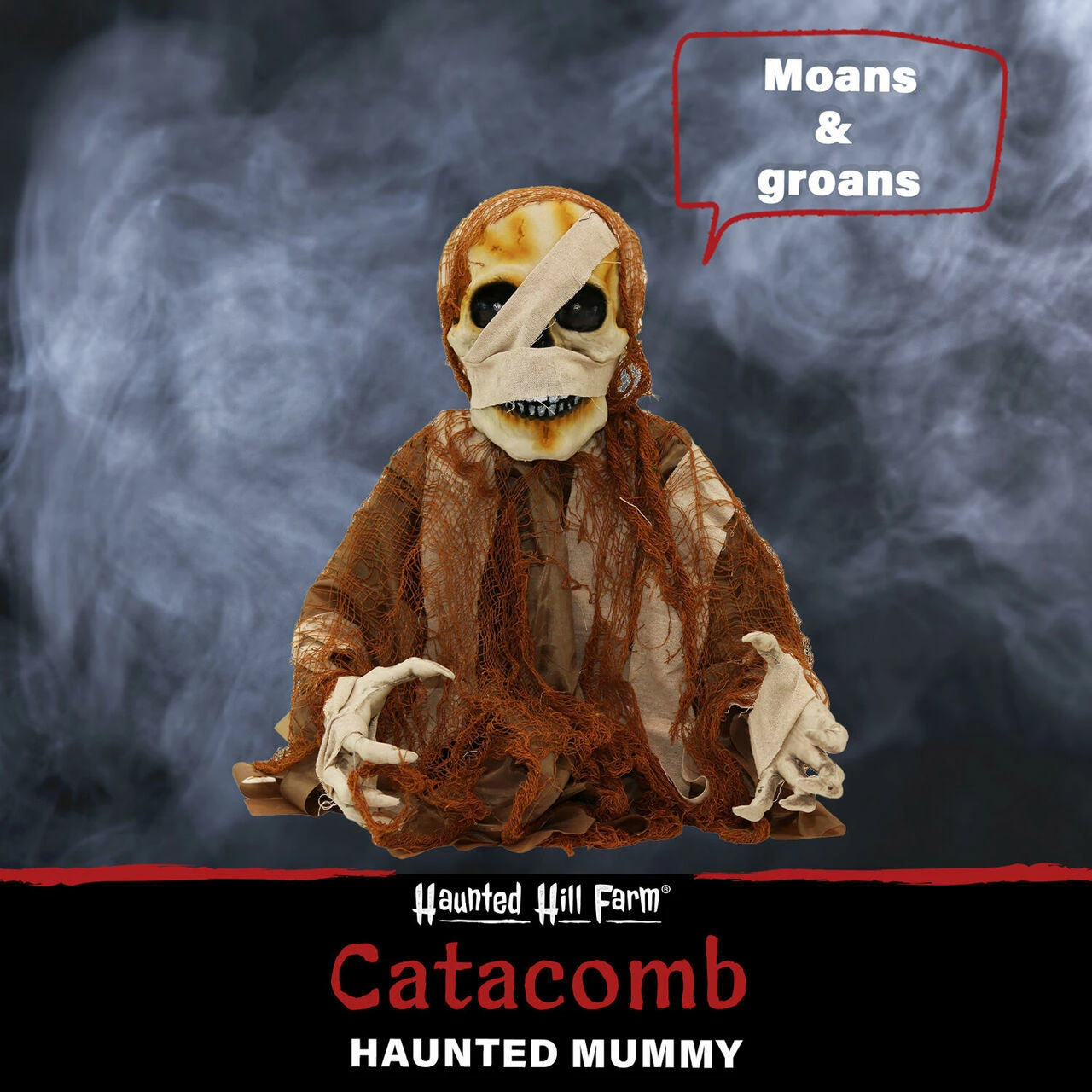 Fraser Hill Farm Haunted Hill Farm 1.6-ft. Mummy Groundbreaker, Red LED Eyes, Poseable, Battery, Catacomb - Image 4