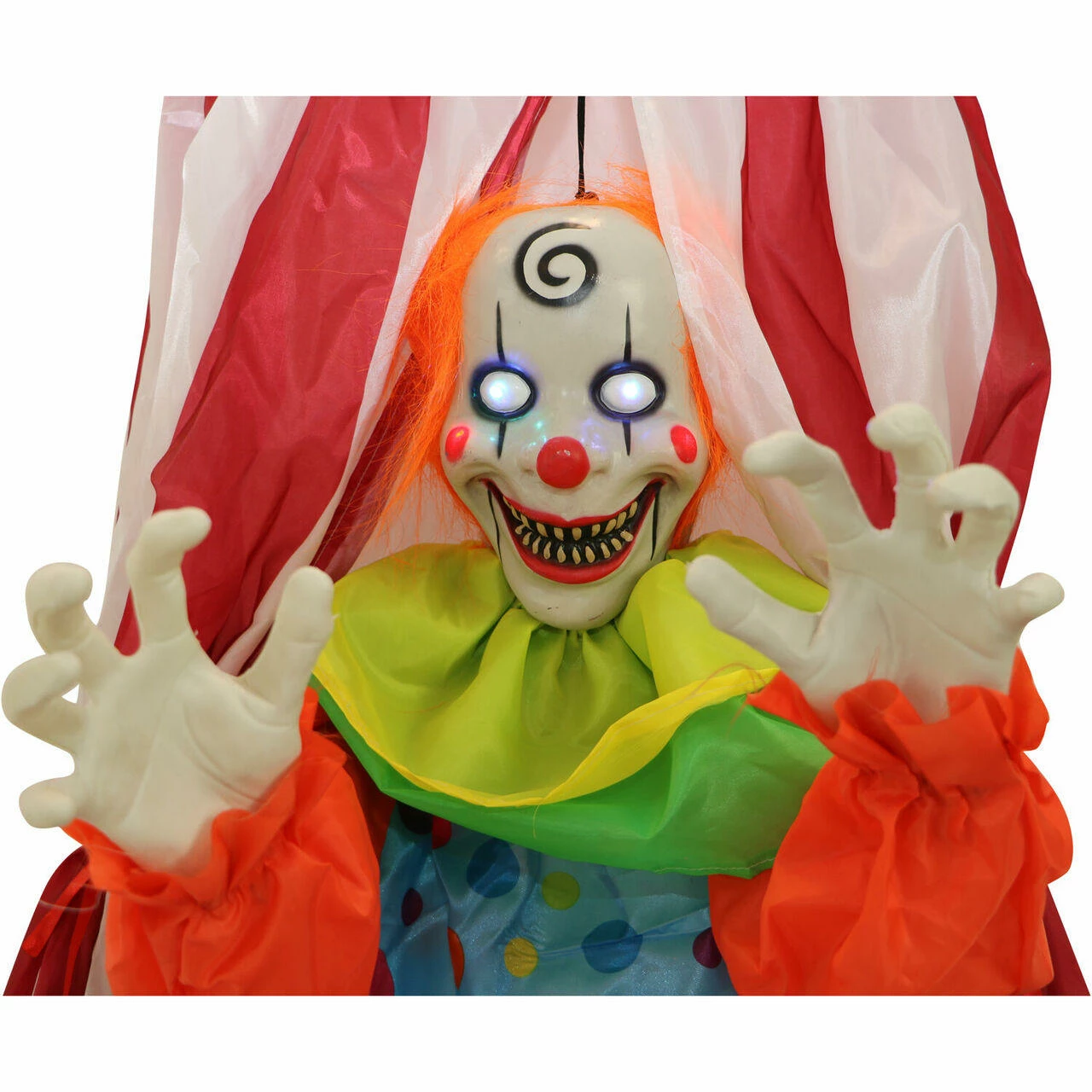 Fraser Hill Farm Haunted Hill Farm 6 Ft. Hanging Clown, LED Blue Eyes, Poseable, Battery, Romero - Image 6