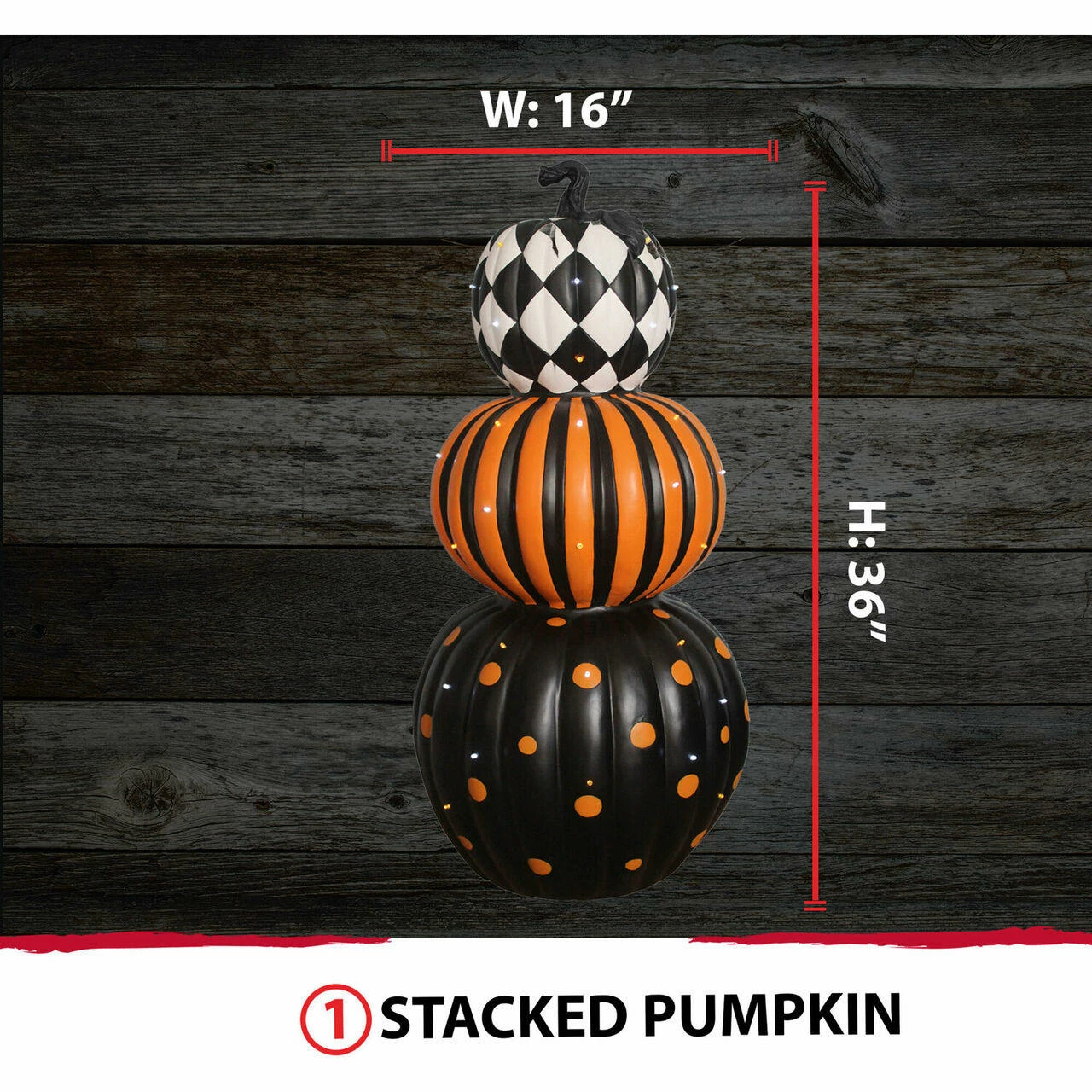 Fraser Hill Farm Haunted Hill Farm 36-In. Pre-Lit Halloween Stacked Pumpkin Trio Decoration - Image 2