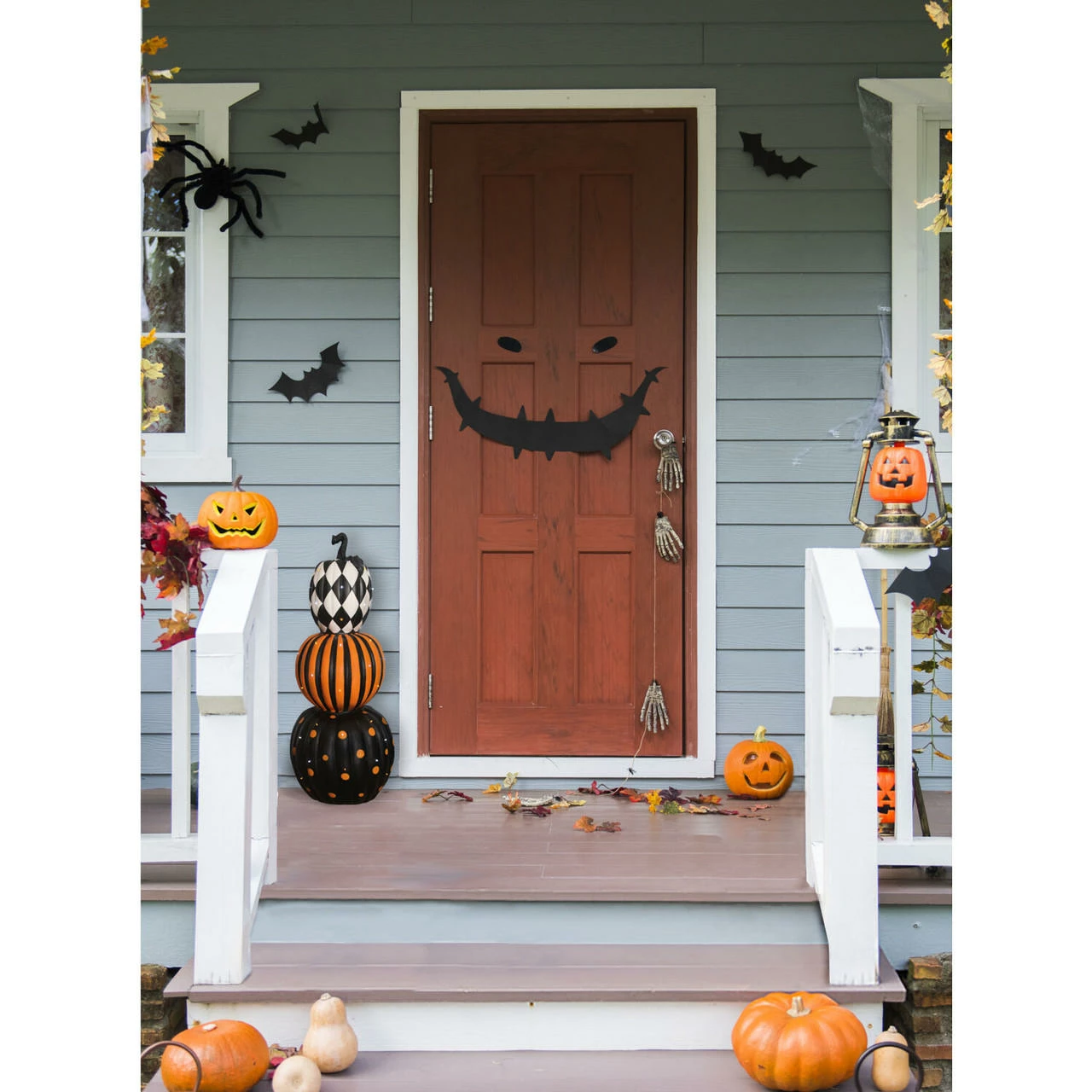 Fraser Hill Farm Haunted Hill Farm 36-In. Pre-Lit Halloween Stacked Pumpkin Trio Decoration - Image 7