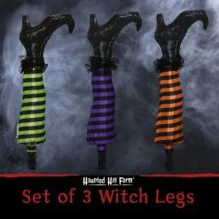 Fraser Hill Farm Haunted Hill Farm Set Of 3, 1.6-ft. Light-Up Staked Witch Legs, LED