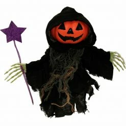 Fraser Hill Farm Haunted Hill Farm 13-In. Musical Walking Pumpkin Reaper, Indoor Or Outdoor Halloween Decoration, Battery-Operated, Ruckus, HHMNPUMP-2FSA