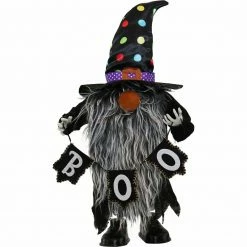 Fraser Hill Farm Haunted Hill Farm 1.5-Ft. Musical Walking Gnome With Banner, Indoor Or Covered Outdoor Halloween Decoration, Battery-Operated, Gnomad, HHMNELF-1FSA