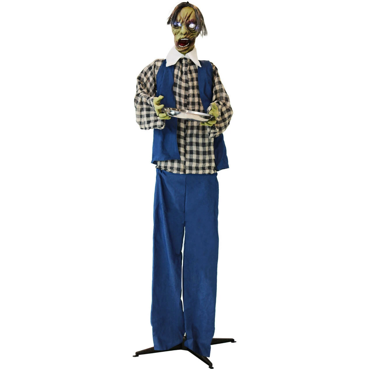 Fraser Hill Farm Haunted Hill Farm 6.25-ft. Zombie Waiter, LED Purple Eyes, Poseable, Battery, Timmy