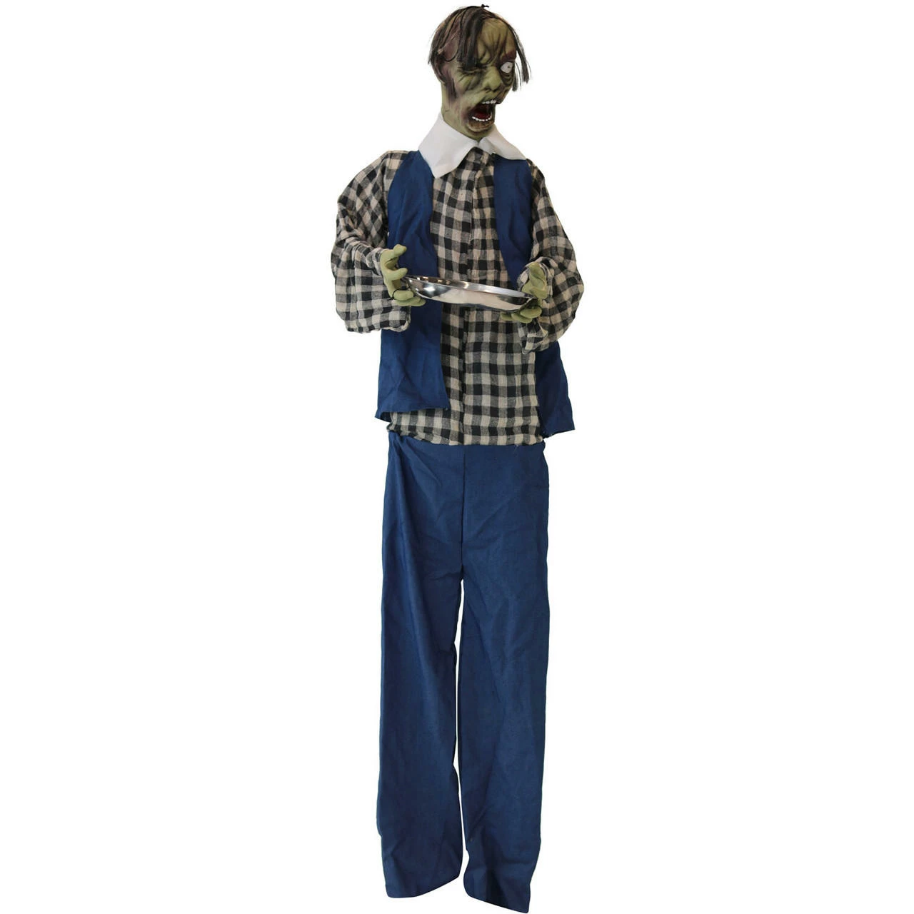 Fraser Hill Farm Haunted Hill Farm 6.25-ft. Zombie Waiter, LED Purple Eyes, Poseable, Battery, Timmy - Image 8