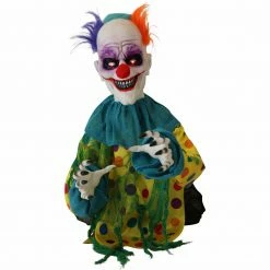 Fraser Hill Farm Haunted Hill Farm 2-ft. Animated Clown, Battery-Operated Outdoor Halloween Decoration With LED Eyes
