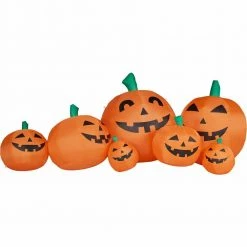 Fraser Hill Farm 10-Ft. Halloween Inflatable Pumpkin Family With Lights