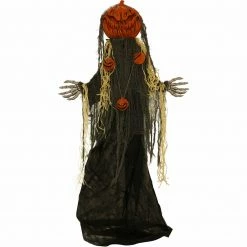 Fraser Hill Farm Haunted Hill Farm 5.33-ft. Animatronic Pumpkin, Green LED Face, Poseable, Battery, Chad