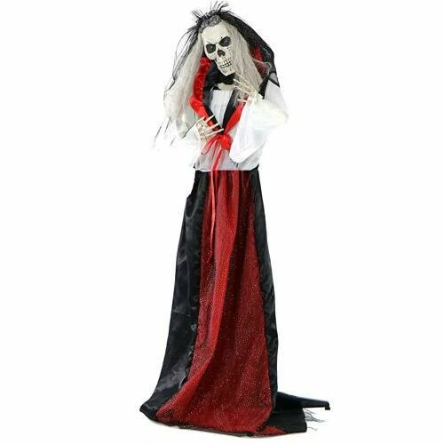 Fraser Hill Farm Life-Size Animatronic Moaning Skeleton Bride With Flashing Red Eyes