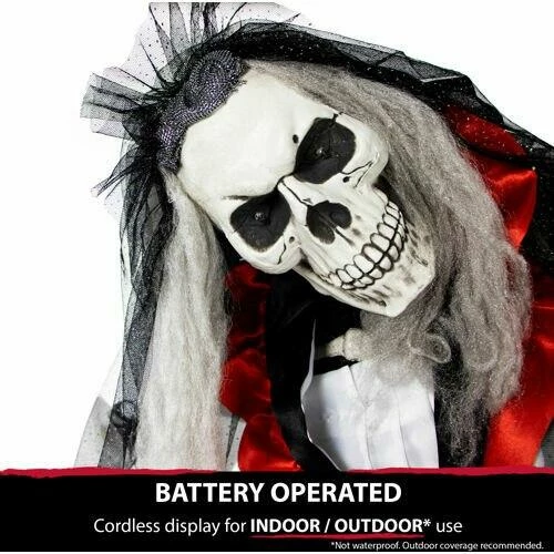 Fraser Hill Farm Life-Size Animatronic Moaning Skeleton Bride With Flashing Red Eyes - Image 3