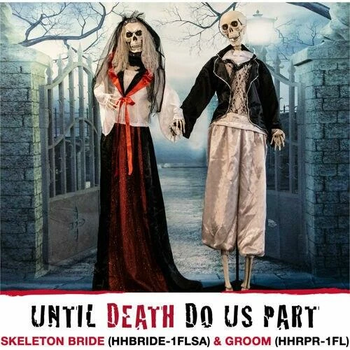 Fraser Hill Farm Life-Size Animatronic Moaning Skeleton Bride With Flashing Red Eyes - Image 4