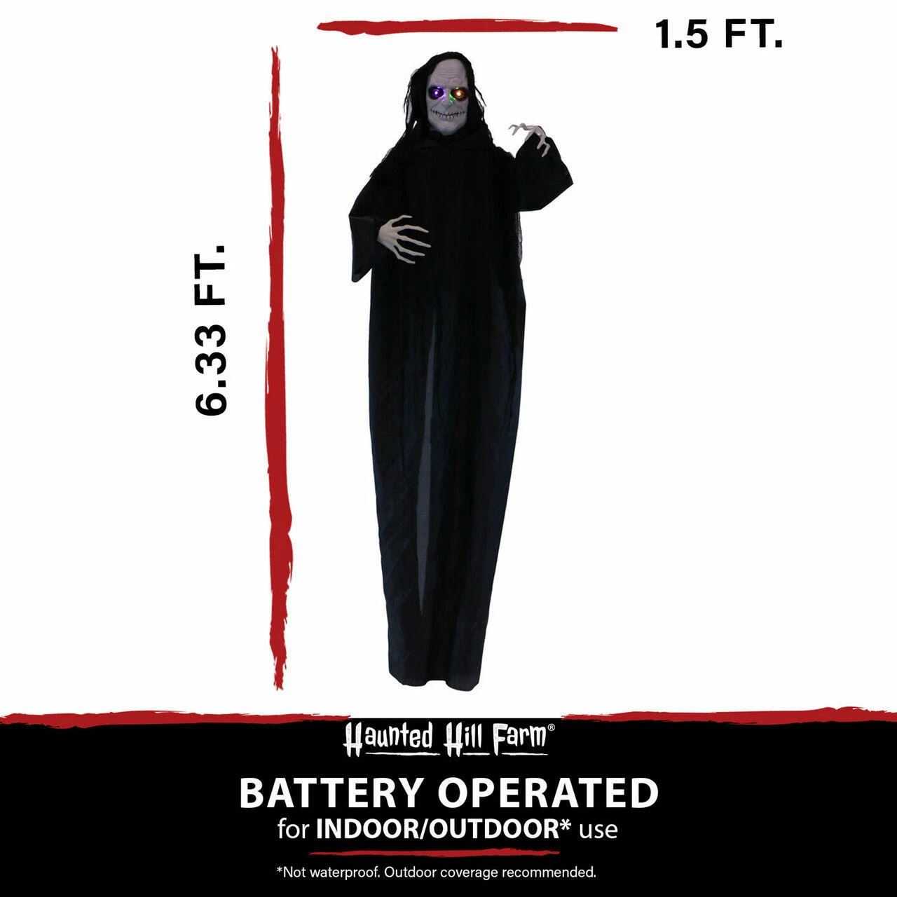 Fraser Hill Farm Haunted Hill Farm 6.3-ft. Standing Reaper, LED Multi Eyes, Poseable, Battery, Simon - Image 3