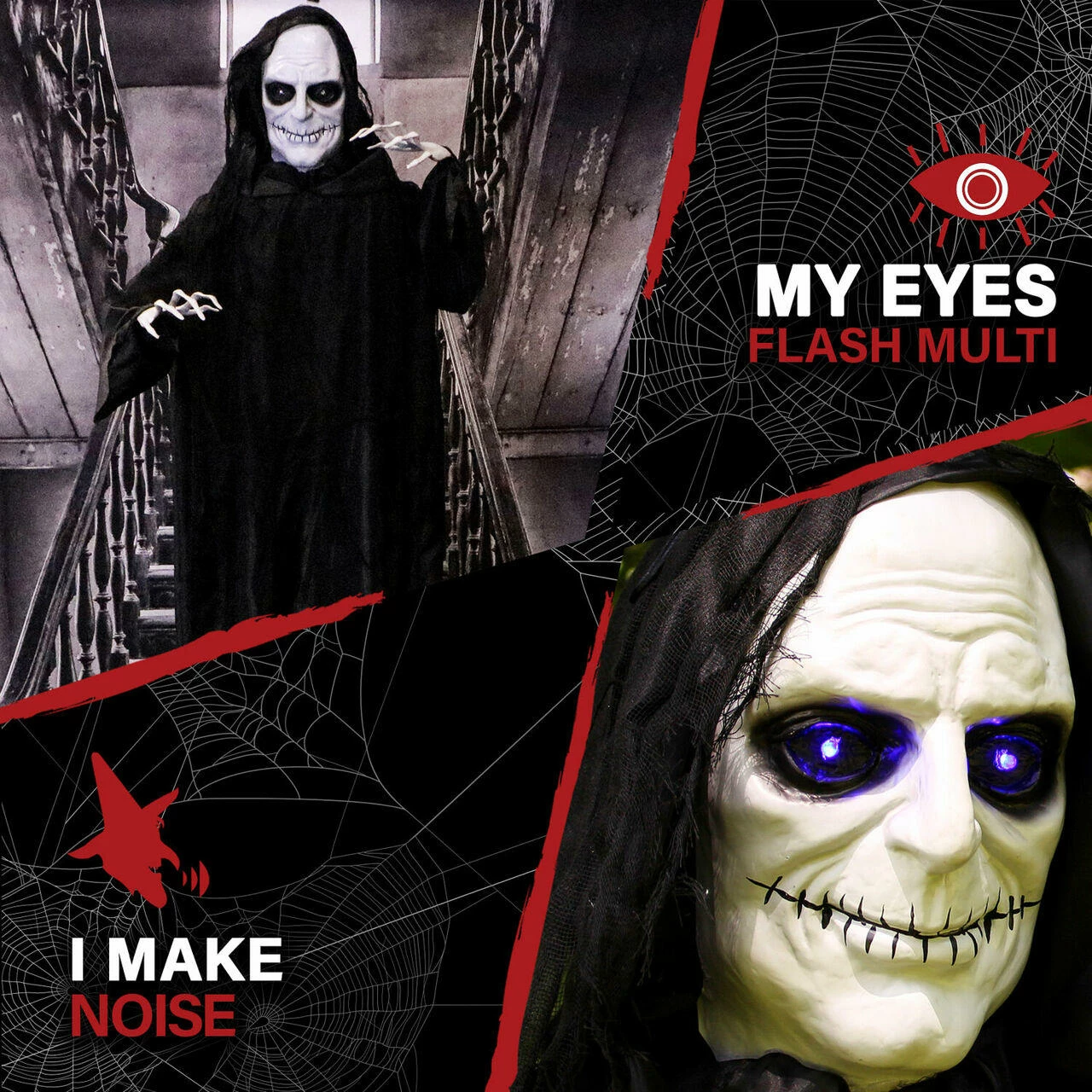 Fraser Hill Farm Haunted Hill Farm 6.3-ft. Standing Reaper, LED Multi Eyes, Poseable, Battery, Simon - Image 4