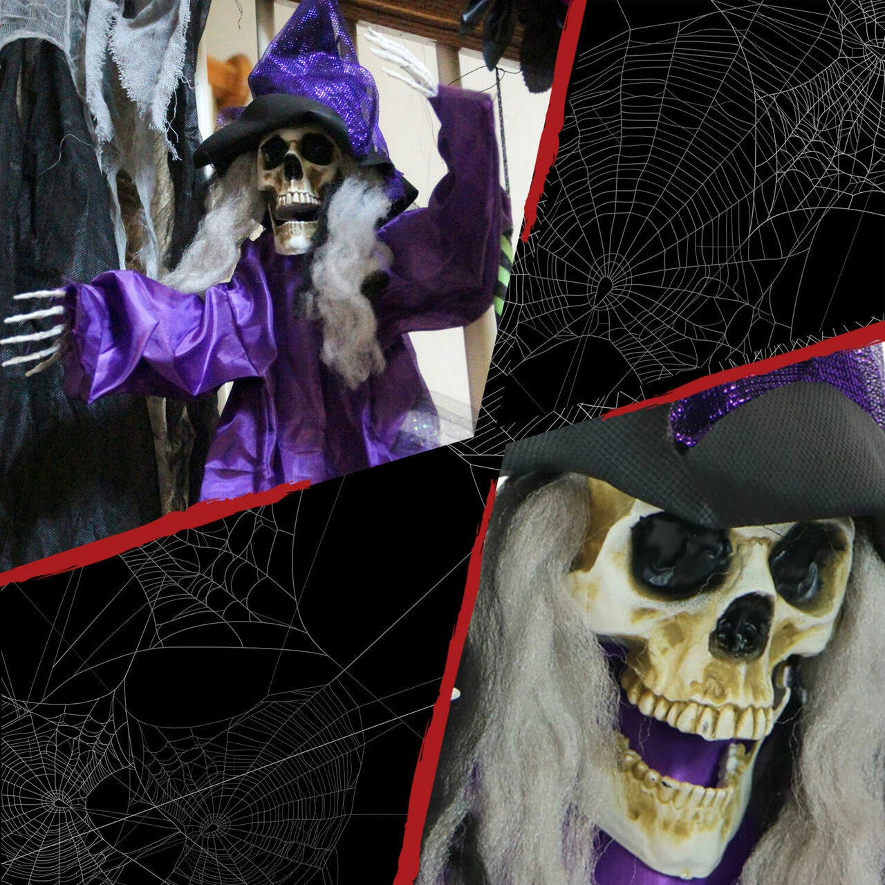 Fraser Hill Farm Haunted Hill Farm 3-ft. Hanging Skull Witch, Poseable - Image 4