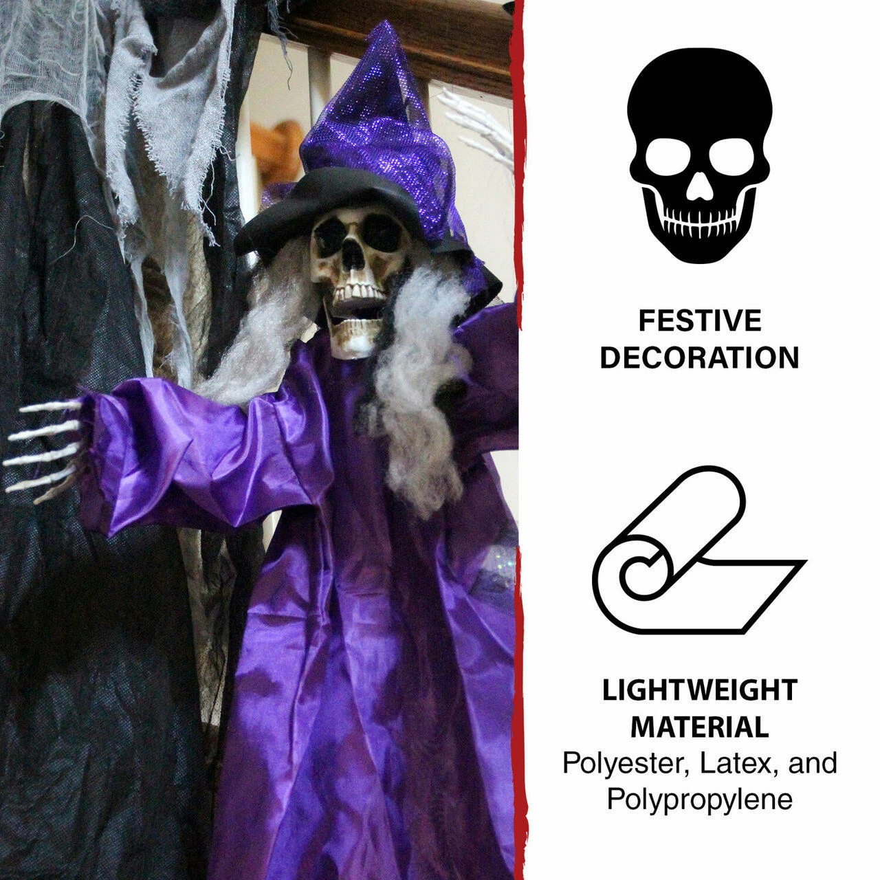 Fraser Hill Farm Haunted Hill Farm 3-ft. Hanging Skull Witch, Poseable - Image 5