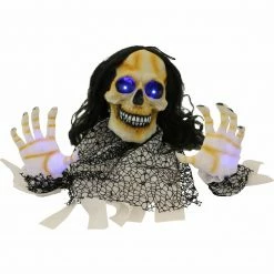 Fraser Hill Farm Haunted Hill Farm 3.25-ft. Groundbreaker Skeleton, Blue LED Lights, Battery, Blair