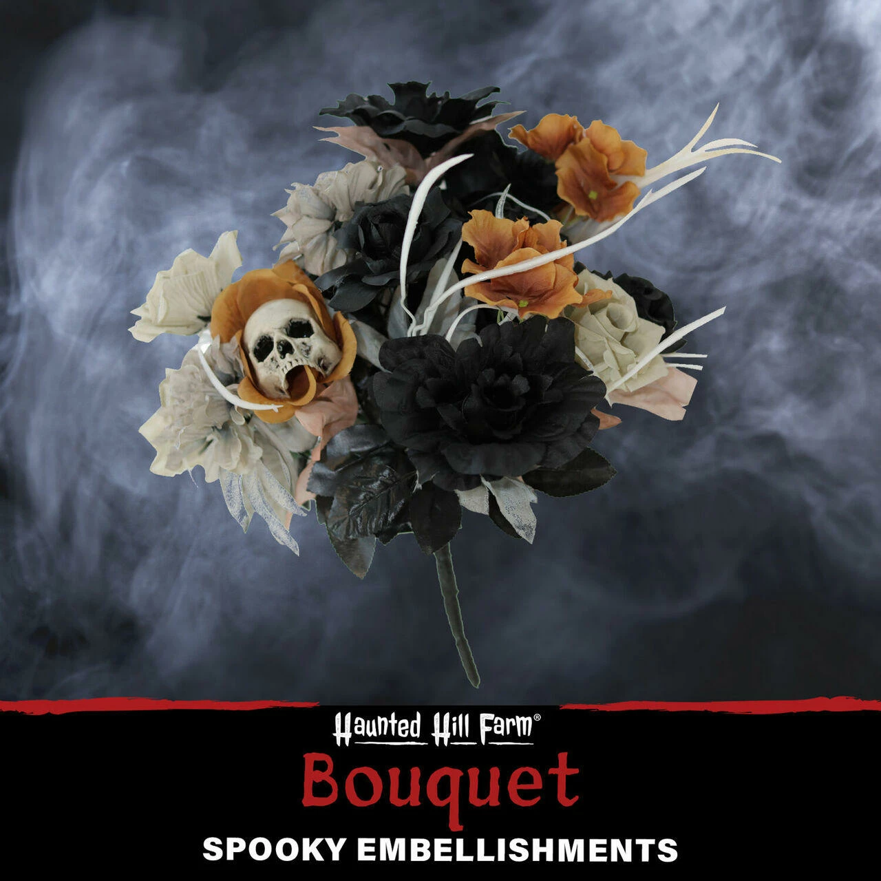 Fraser Hill Farm Haunted Hill Farm 1.25-ft Halloween Bouquet Decoration Piece W/ Flowers And Skull - Image 2