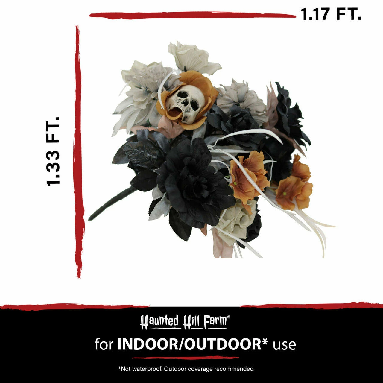 Fraser Hill Farm Haunted Hill Farm 1.25-ft Halloween Bouquet Decoration Piece W/ Flowers And Skull - Image 3