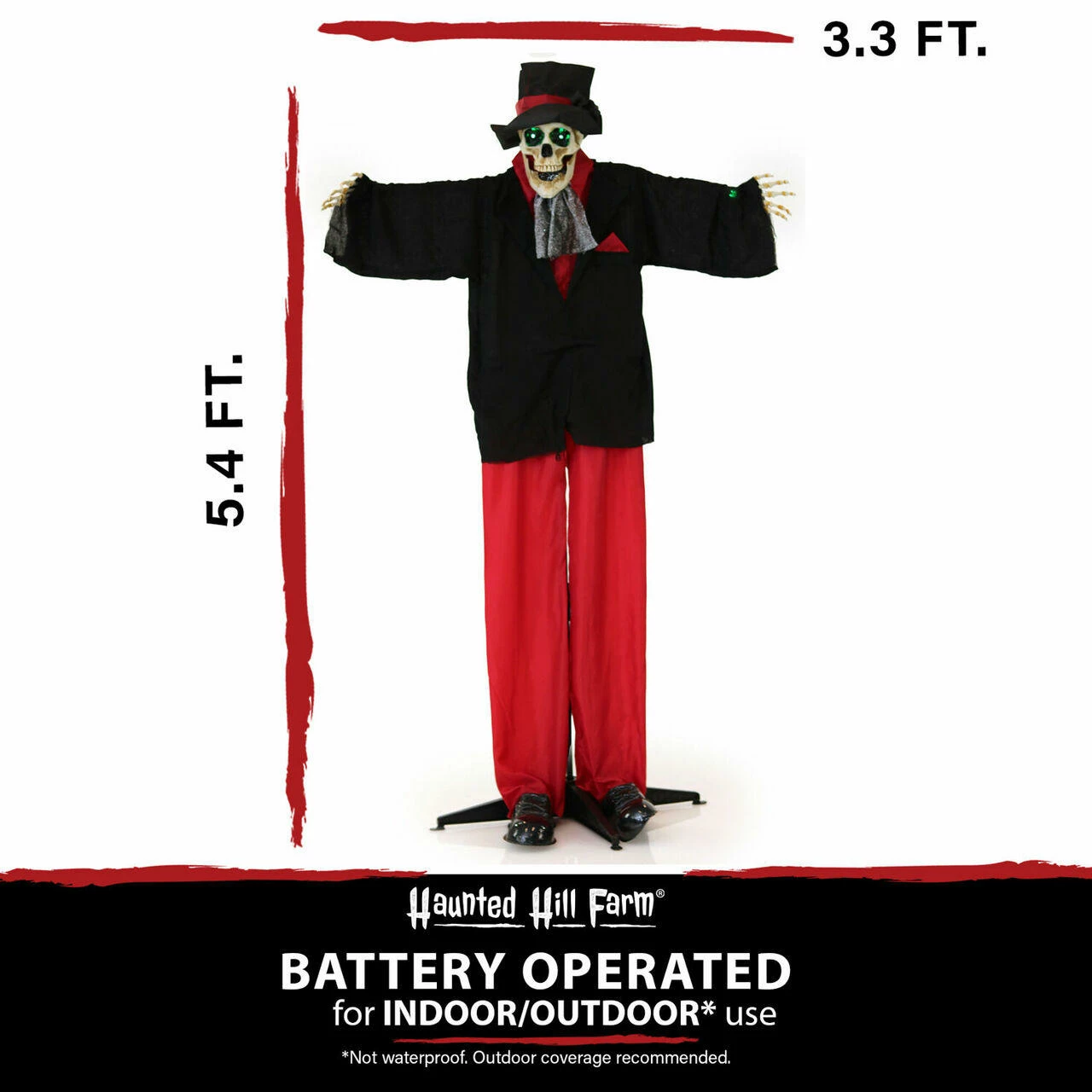 Fraser Hill Farm Haunted Hill Farm 5.4-ft. Animatronic Skeleton Groom, Green LED Eyes, Poseable, Battery, Johnny - Image 3