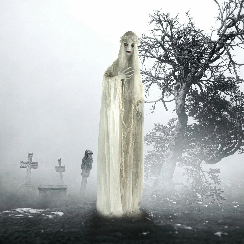 Fraser Hill Farm Life-Size Poseable Animatronic Bride With Flashing Red Eyes - Image 4