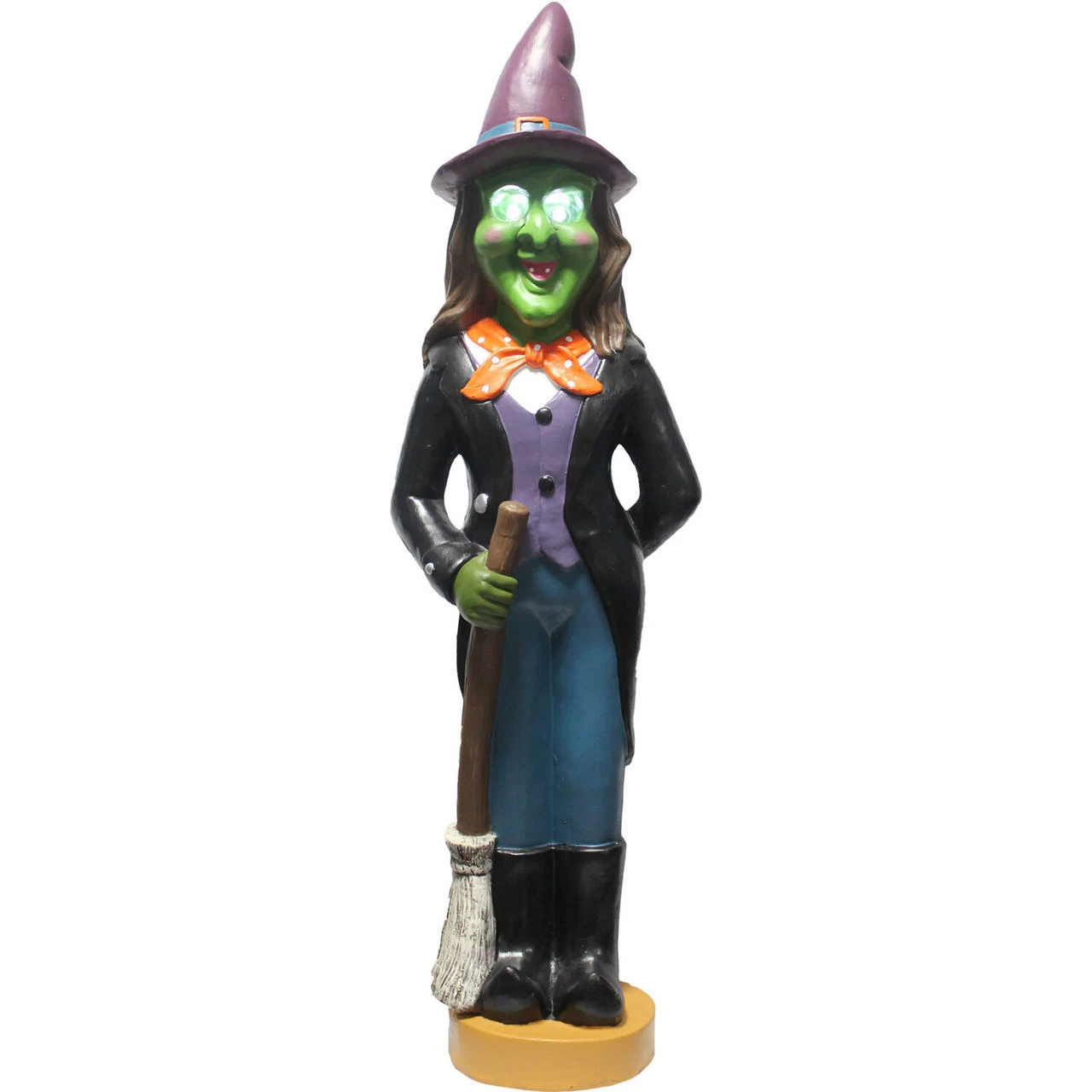 Fraser Hill Farm Haunted Hill Farm 4-Ft. Scary Witch Holding A Broom Prelit LED Resin, Indoor Or Covered Outdoor Halloween Decoration, Plug-In - Image 7