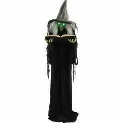 Fraser Hill Farm Life-Size Animatronic Witch With Green Light-up Eyes, Talking (Sybil)