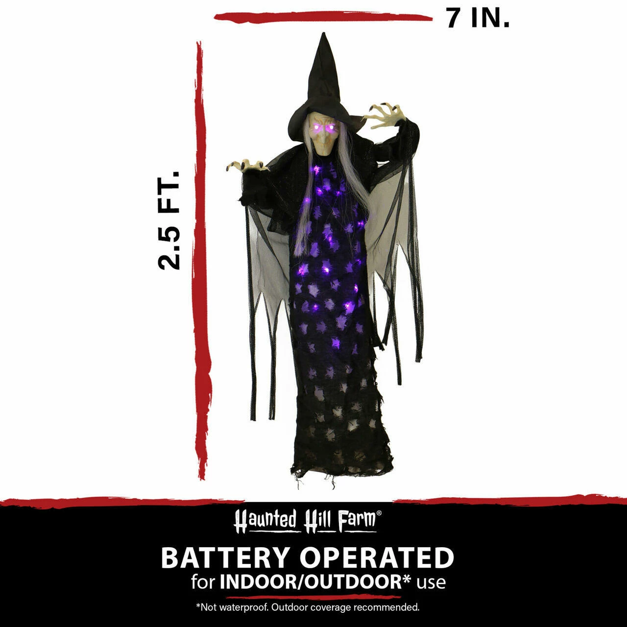 Fraser Hill Farm Haunted Hill Farm 2.5-ft. Hanging Witch Animatronic, Poseable, Battery-Operated - Image 3