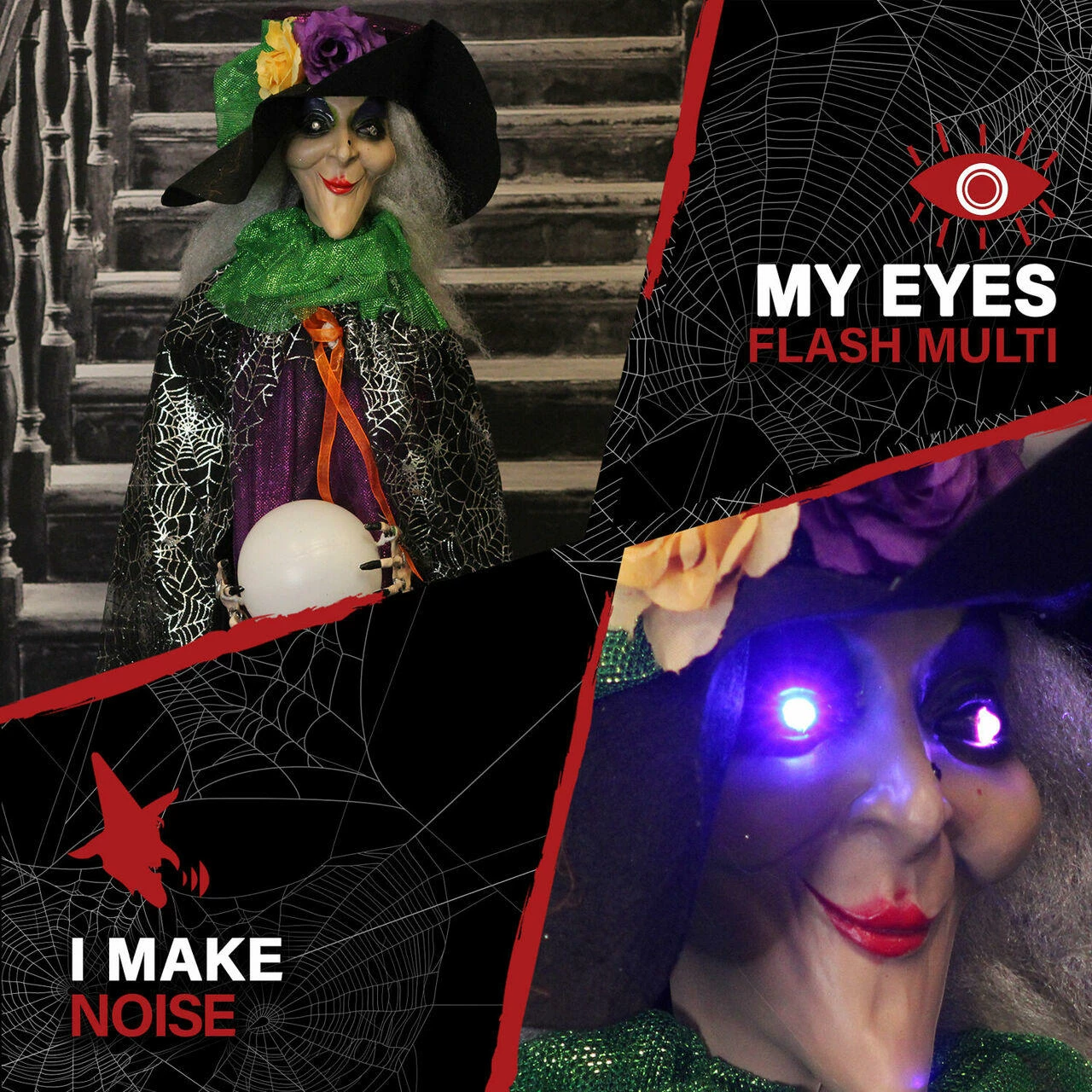 Fraser Hill Farm Haunted Hill Farm 4.3-ft. Witch Animatronic, Poseable, Battery-Operated - Image 2