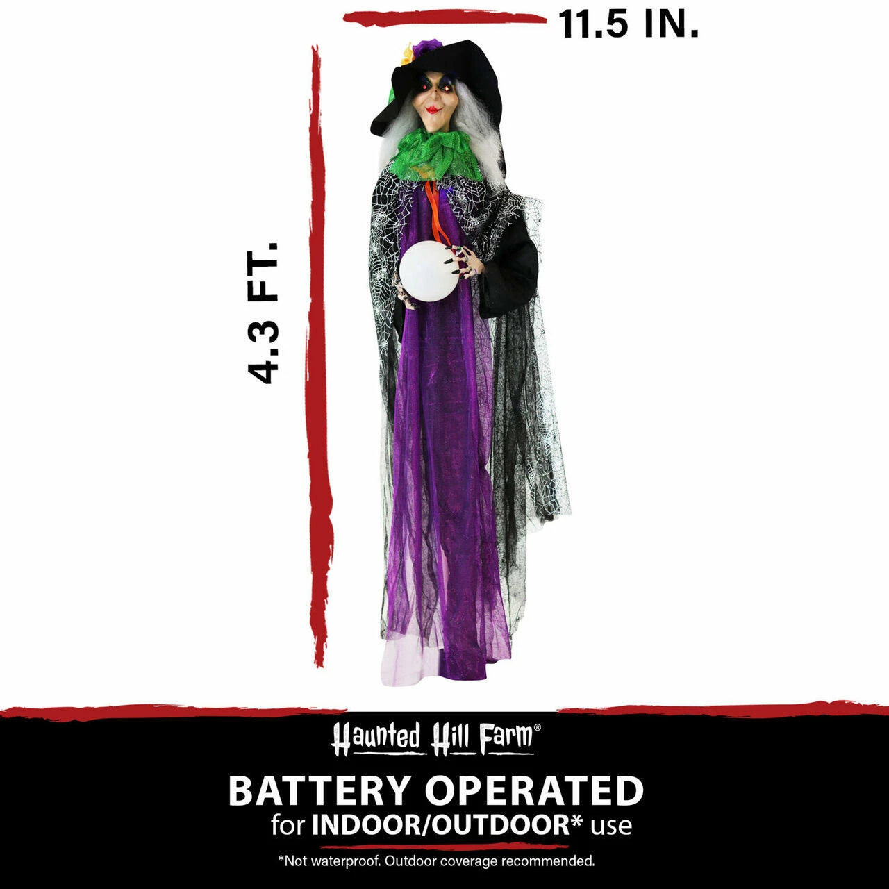 Fraser Hill Farm Haunted Hill Farm 4.3-ft. Witch Animatronic, Poseable, Battery-Operated - Image 4