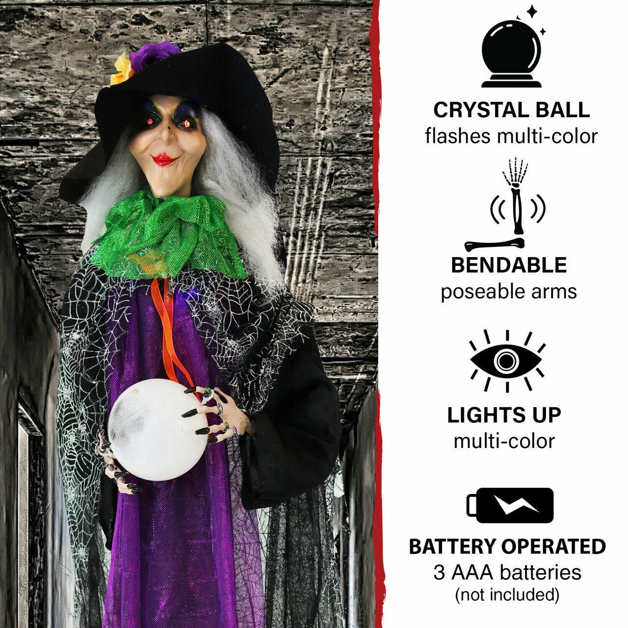 Fraser Hill Farm Haunted Hill Farm 4.3-ft. Witch Animatronic, Poseable, Battery-Operated - Image 5