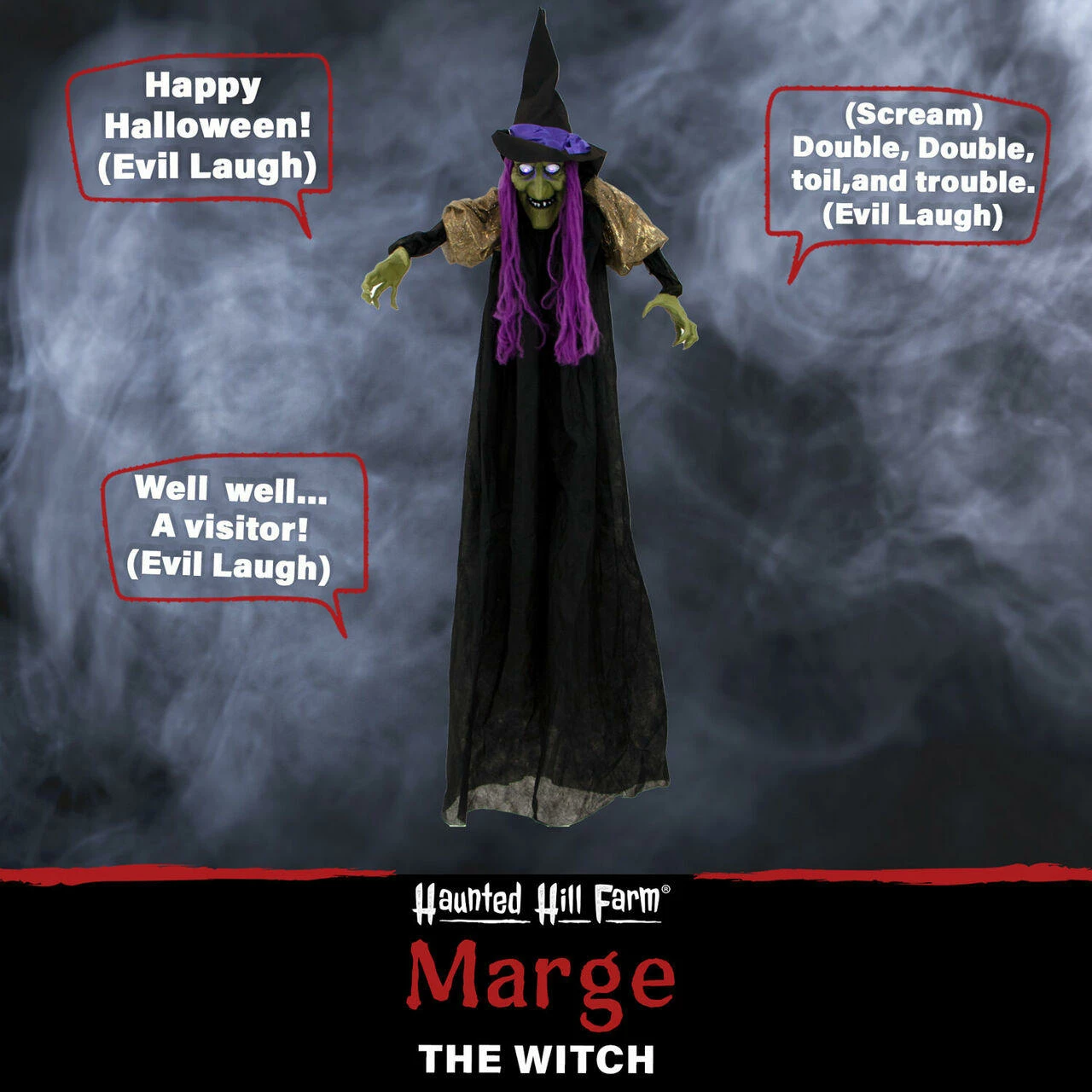 Fraser Hill Farm Haunted Hill Farm 5.75-ft. Hanging Witch Animatronic, Poseable, Battery-Operated - Image 2
