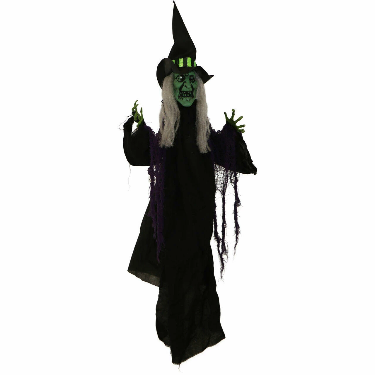Fraser Hill Farm Haunted Hill Farm 40-In. Hanging Witch Prop With Red LED Eyes, Indoor Or Covered Outdoor Halloween Decoration, Battery-Operated, Whining Wench, HHWITCH-29HLSA